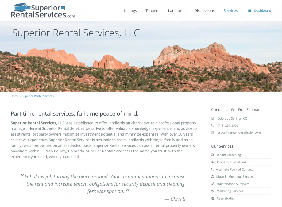Superior Rental Services Website