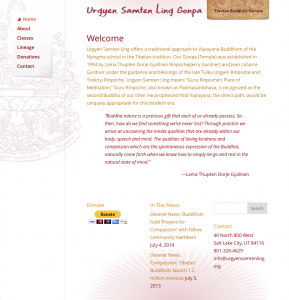 Screenshot of Urgyen Samten Ling Website